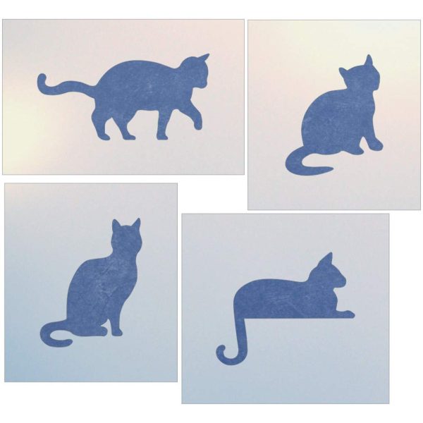 Cat set stencil Template - The Artful Stencil