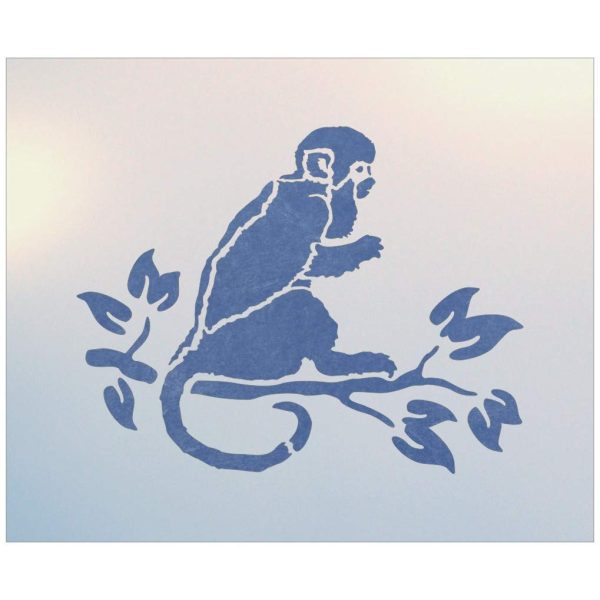 Monkey 1 stencil template blue - The Artful Stencil