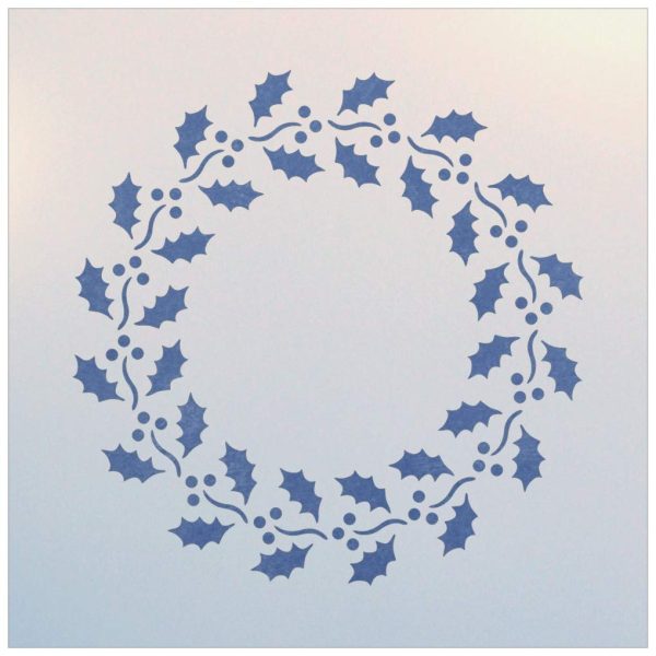 Holly Wreath Stencil Template - The Artful Stencil