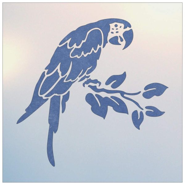 Parrot stencil template blue - The Artful Stencil