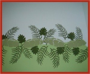 Tropical leaves stencil sample - The Artful Stencil