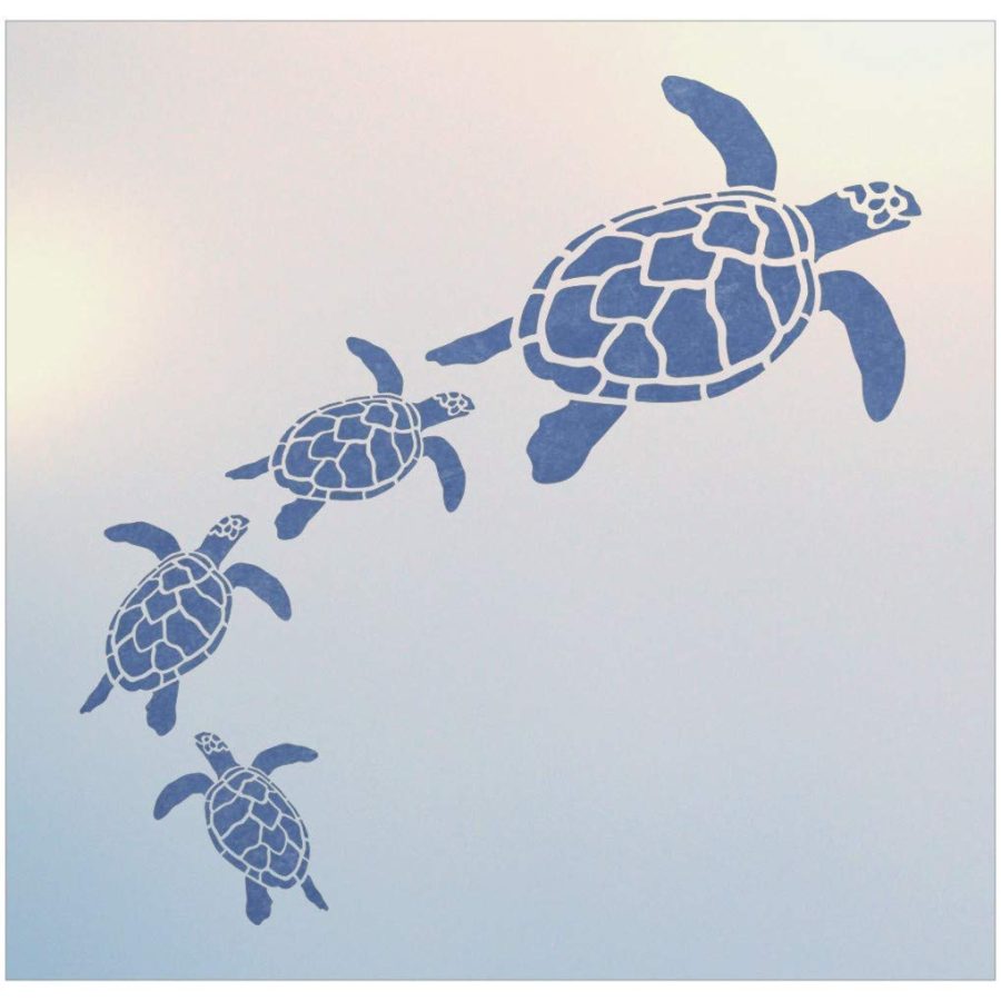 Sea Turtle Family Stencil Template | The Artful Stencil