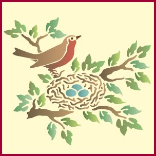 Robin and Nest Stencil