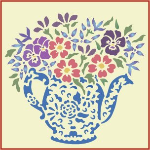 Teapot Bouquet Stencil
