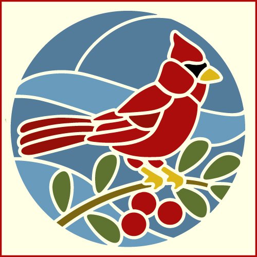 Stained Glass Cardinal Round Stencil