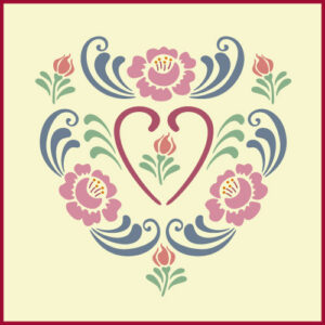 Rosemaling Heart Roses Stencil 