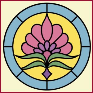 Stained Glass Flower 2 Border Stencil