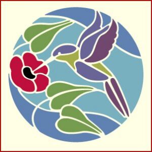 Stained Glass Hummingbird Round Stencil