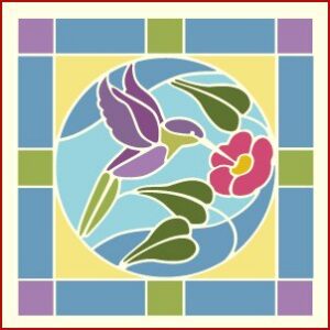 Stained Glass Hummingbird Square Stencil