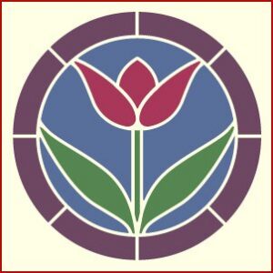 Stained Glass Tulip Round Stencil