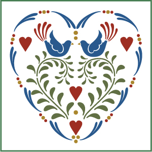 Rosemaling Heart Birds SVG download for personal use