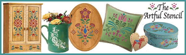 Rosemaling sample products - The Artful Stencil